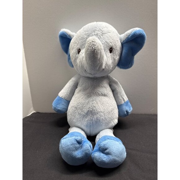 Sassy Grin & Grow Plush Elephant Stuffed Toy Weighted Bottom Soft Cuddly Blue/Gr - Picture 1 of 7